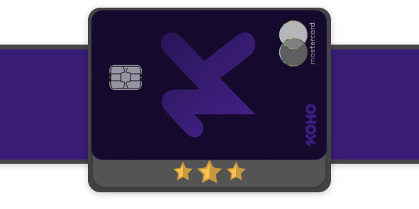 Photo of the Koho Mastercard Credit Card on a blue background
