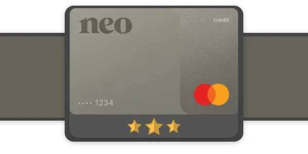 Neo Credit card photo on a brown banner