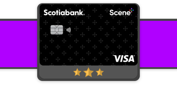 Scotiabank Scene+ Visa Card icon on a purple background