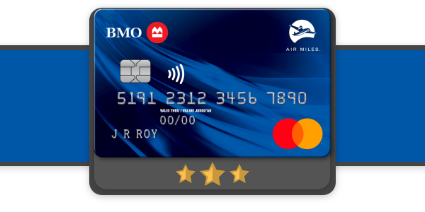 BMO AIR MILES photo card on a blue background