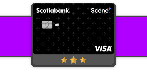 Scotiabank Scene+ Visa Card icon on a purple background