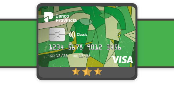 Ícono de la tarjeta Banco Provincia Visa Classic en un banner con fondo verde