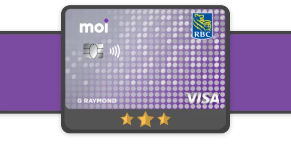 moi RBC Visa credit card image on a purple background